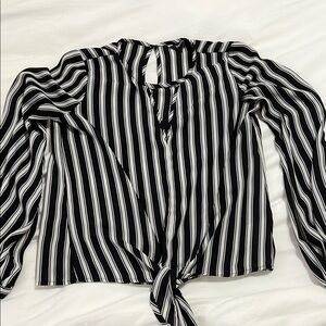Express Black and White Striped Women's Blouse